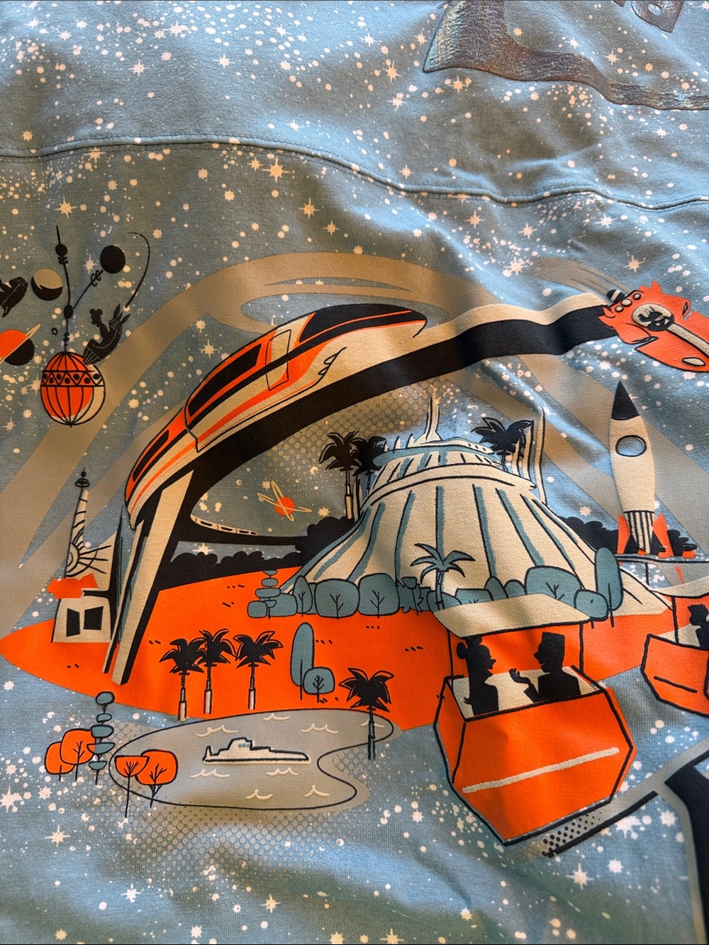 Disney Blue Tomorrowland Graphic Spirit Jersey Sweatshirt sz L - Picture 2 of 5